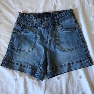 High waisted denim shorts